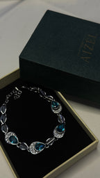 Silver Blue Sapphire Teardrop Statement Bracelet - View 4 - Shop Aizel