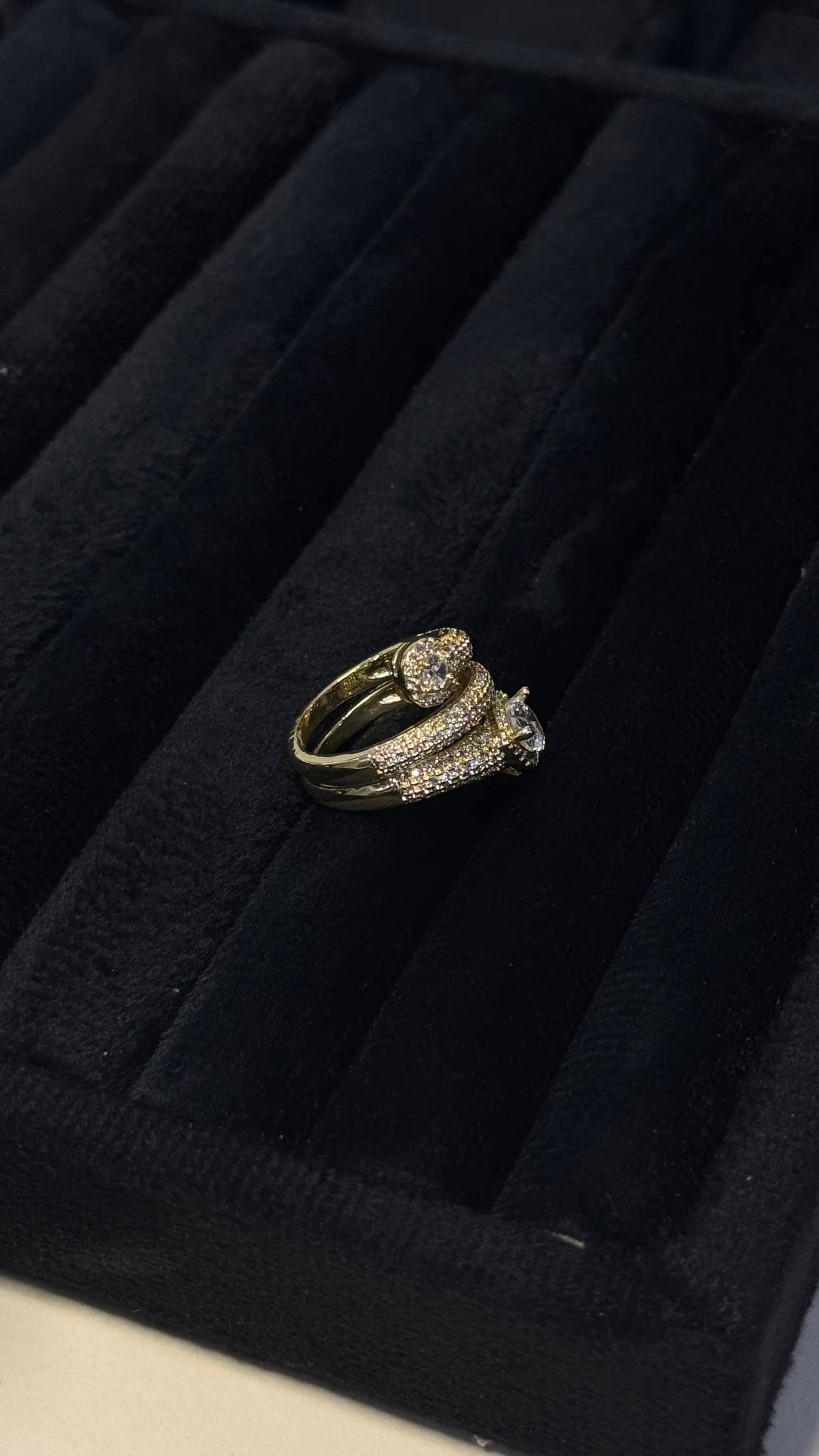 Gold Pavé Bypass Statement Ring - View 2 - Shop Aizel
