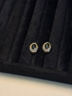 Black Onyx and Crystal Gold Stud Earrings - View 4 - Shop Aizel