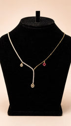 Gold CZ Dual-Chain Y-Lariat Necklace - View 1 - Shop Aizel