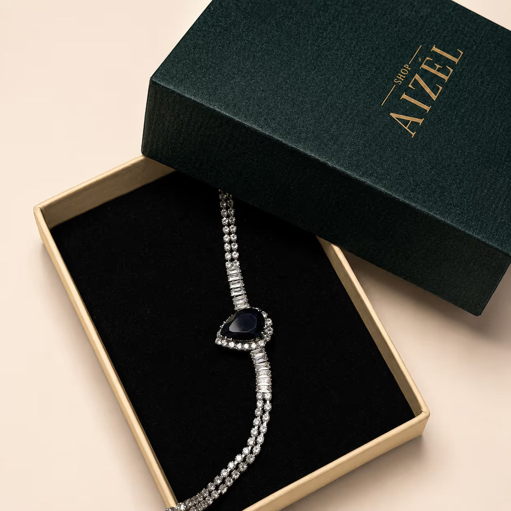 Black Pear-Shaped Statement Bracelet - View 3 - Shop Aizel