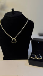 Black Triangle CZ Necklace & Earrings Jewellery Set - View 1 - Shop Aizel