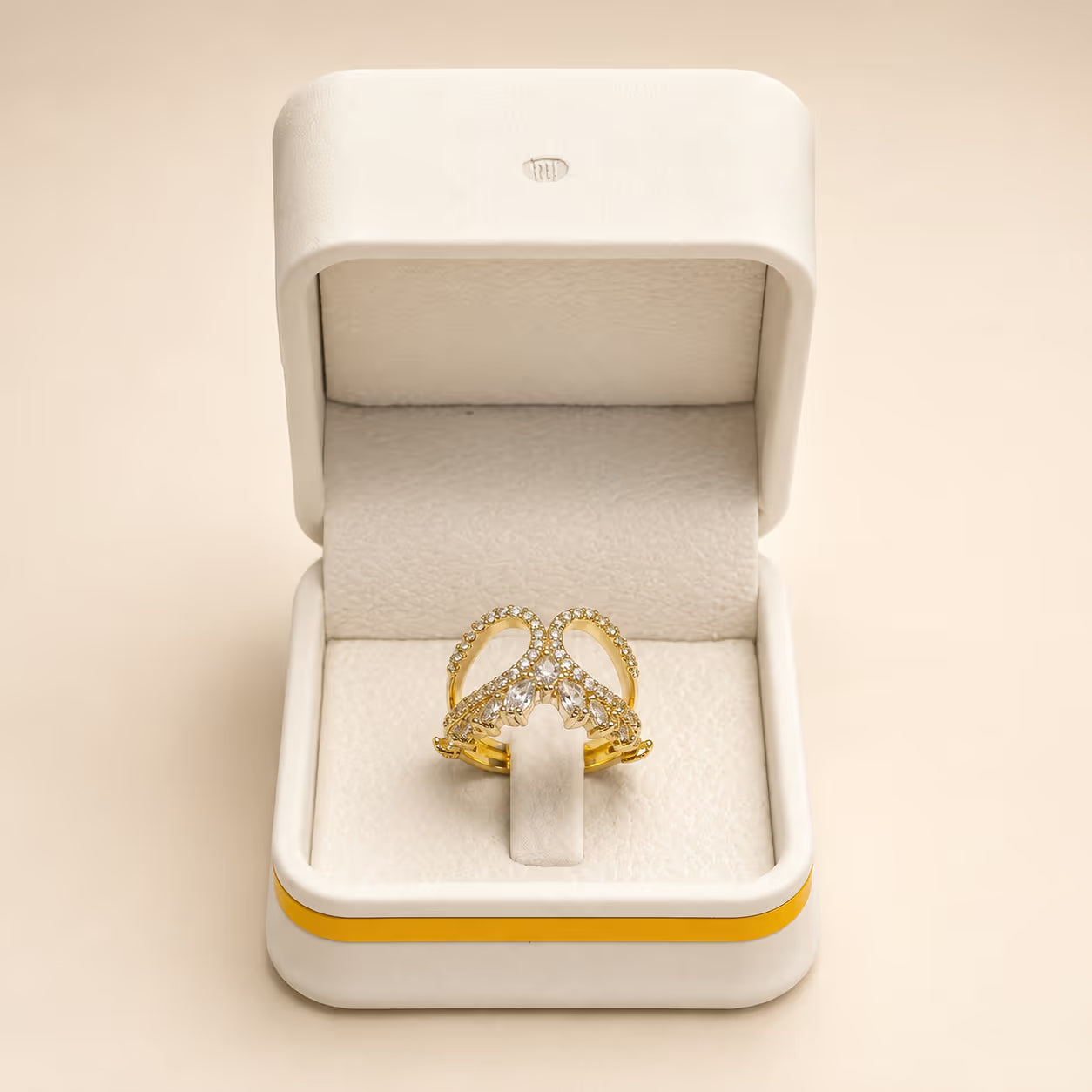 Gold Sparkling Cluster Statement Ring - View 1 - Shop Aizel
