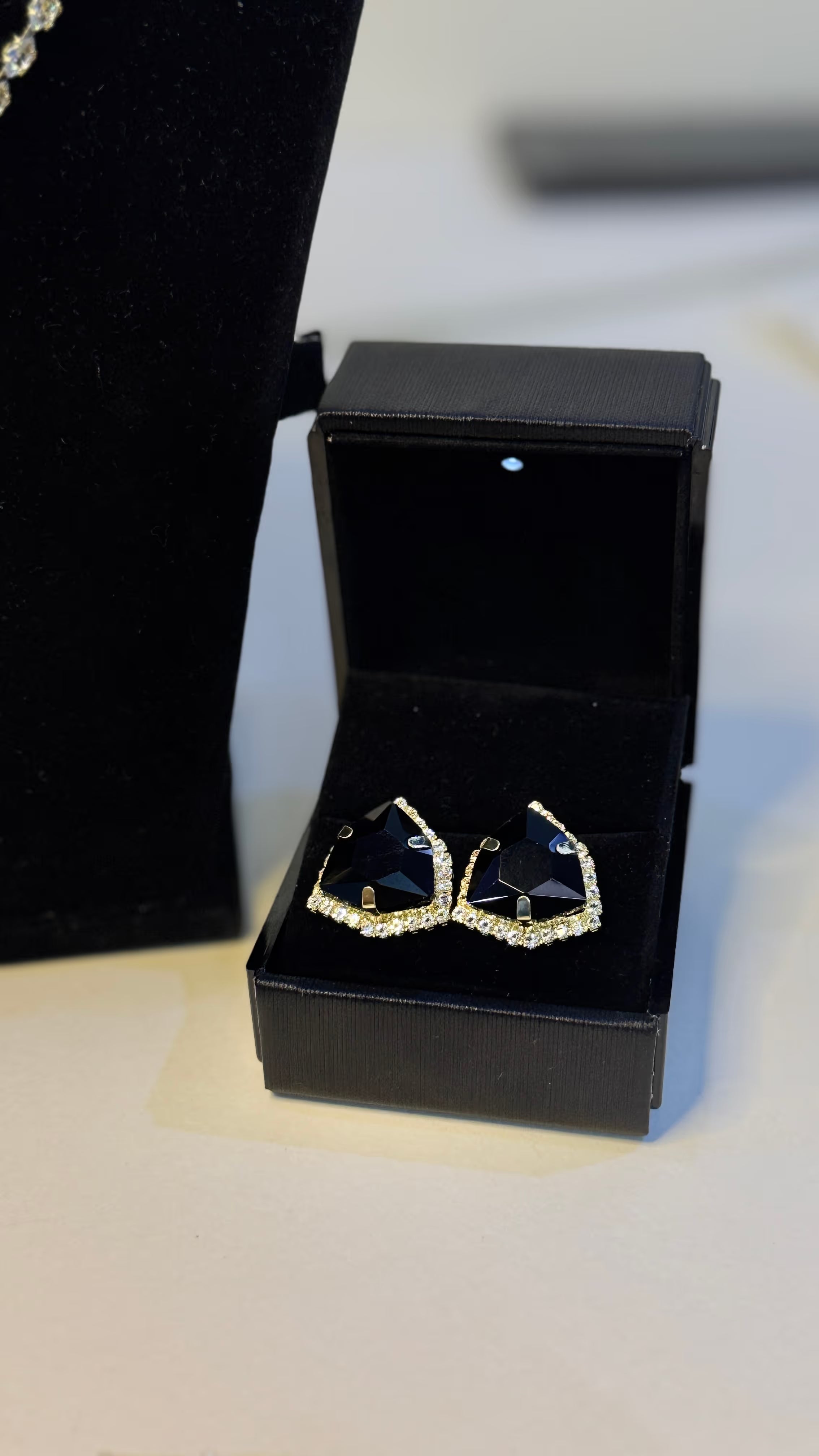 Black Triangle CZ Necklace & Earrings Jewellery Set - View 2 - Shop Aizel
