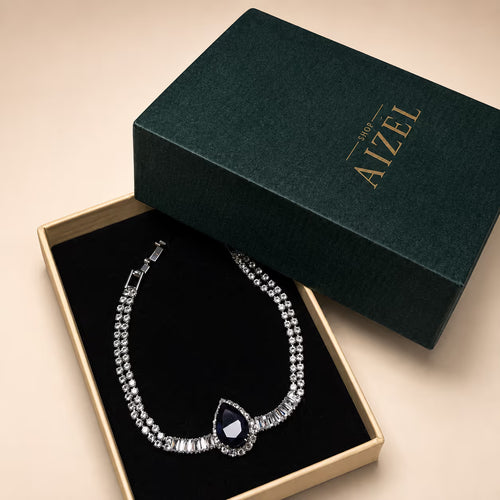 Black Pear-Shaped Statement Bracelet - View 6 - Shop Aizel