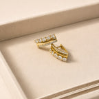 Gold Pavé Crystal Hoop Earrings - View 1 - Shop Aizel