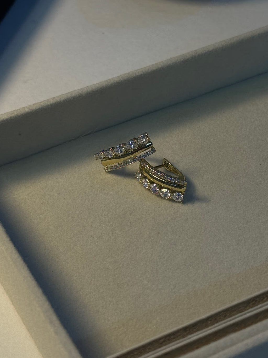 Gold Pavé Crystal Hoop Earrings - View 4 - Shop Aizel