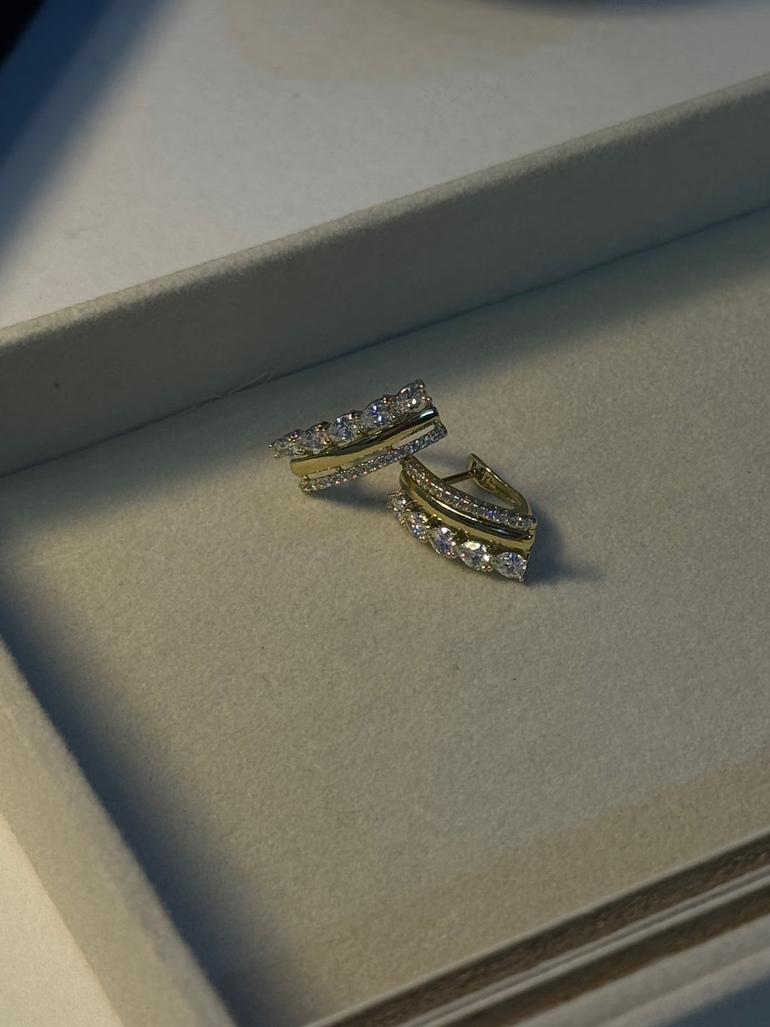 Gold Pavé Crystal Hoop Earrings - View 4 - Shop Aizel