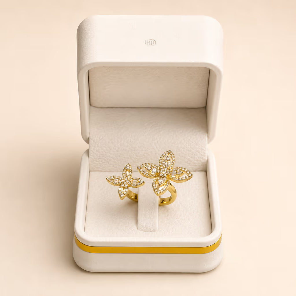 Gold Butterfly Pavé Statement Ring - View 1 - Shop Aizel