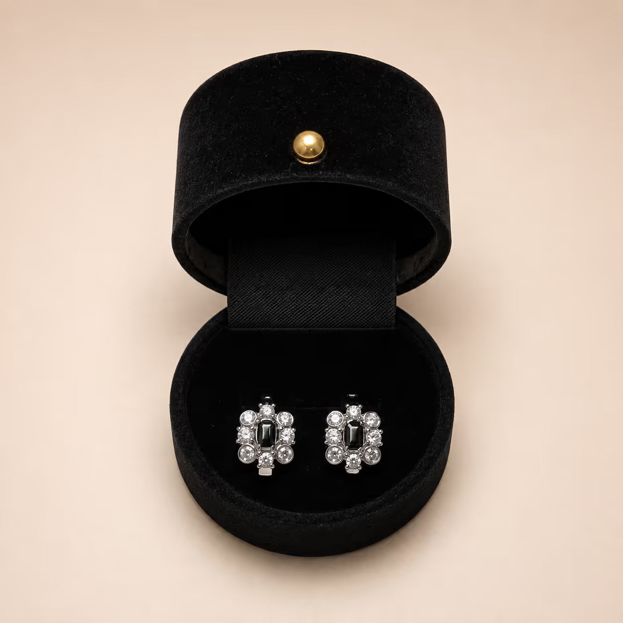 Black and Clear Crystal Stud Earrings - View 1 - Shop Aizel