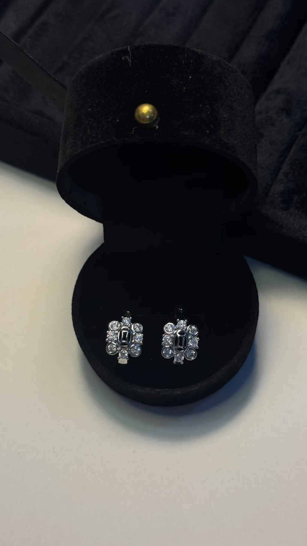 Black and Clear Crystal Stud Earrings - View 2 - Shop Aizel