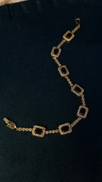 Gold-Tone Black Onyx & Crystal Link Bracelet - View 5 - Shop Aizel