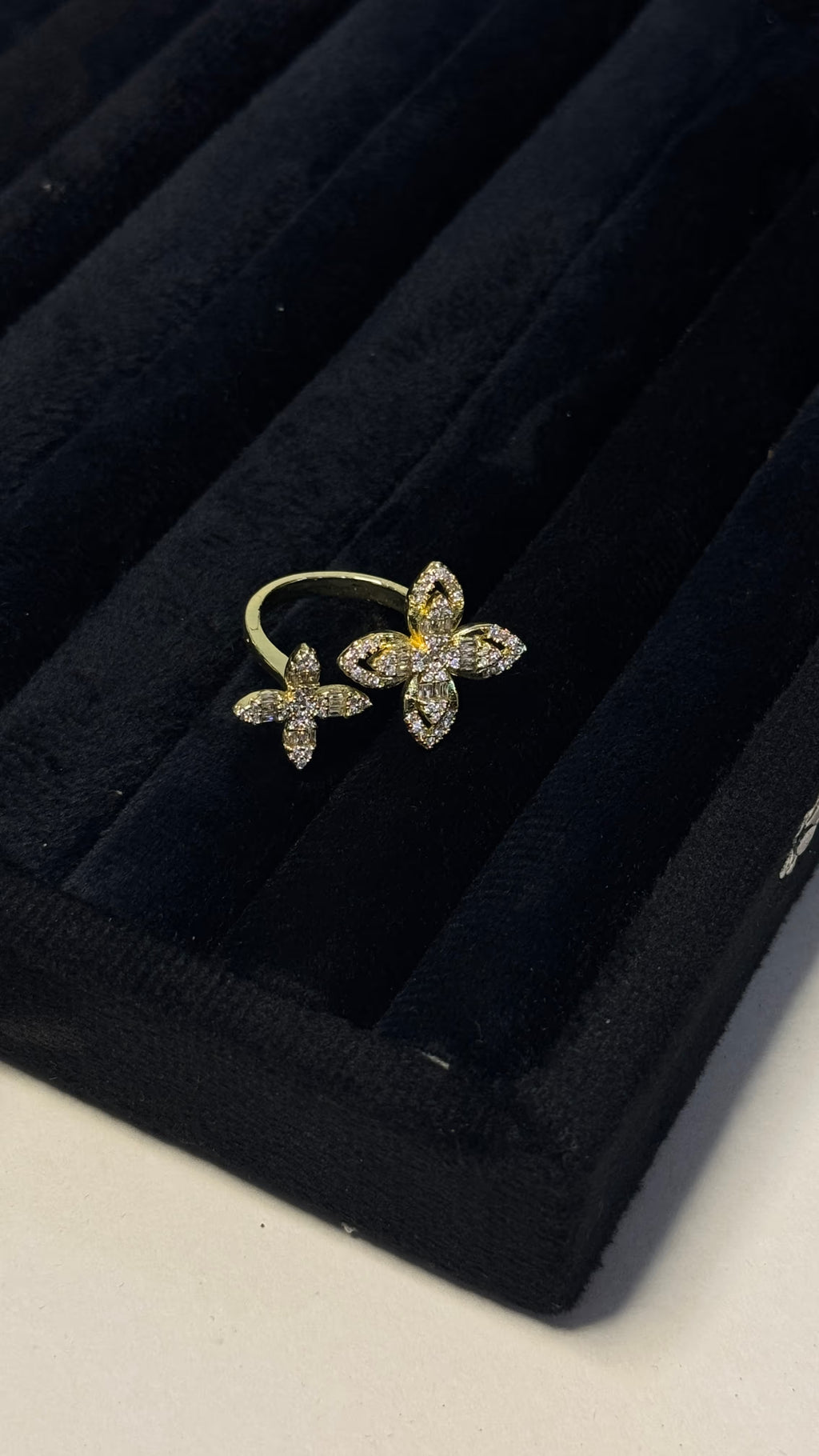 Gold Butterfly Pavé Statement Ring - View 6 - Shop Aizel