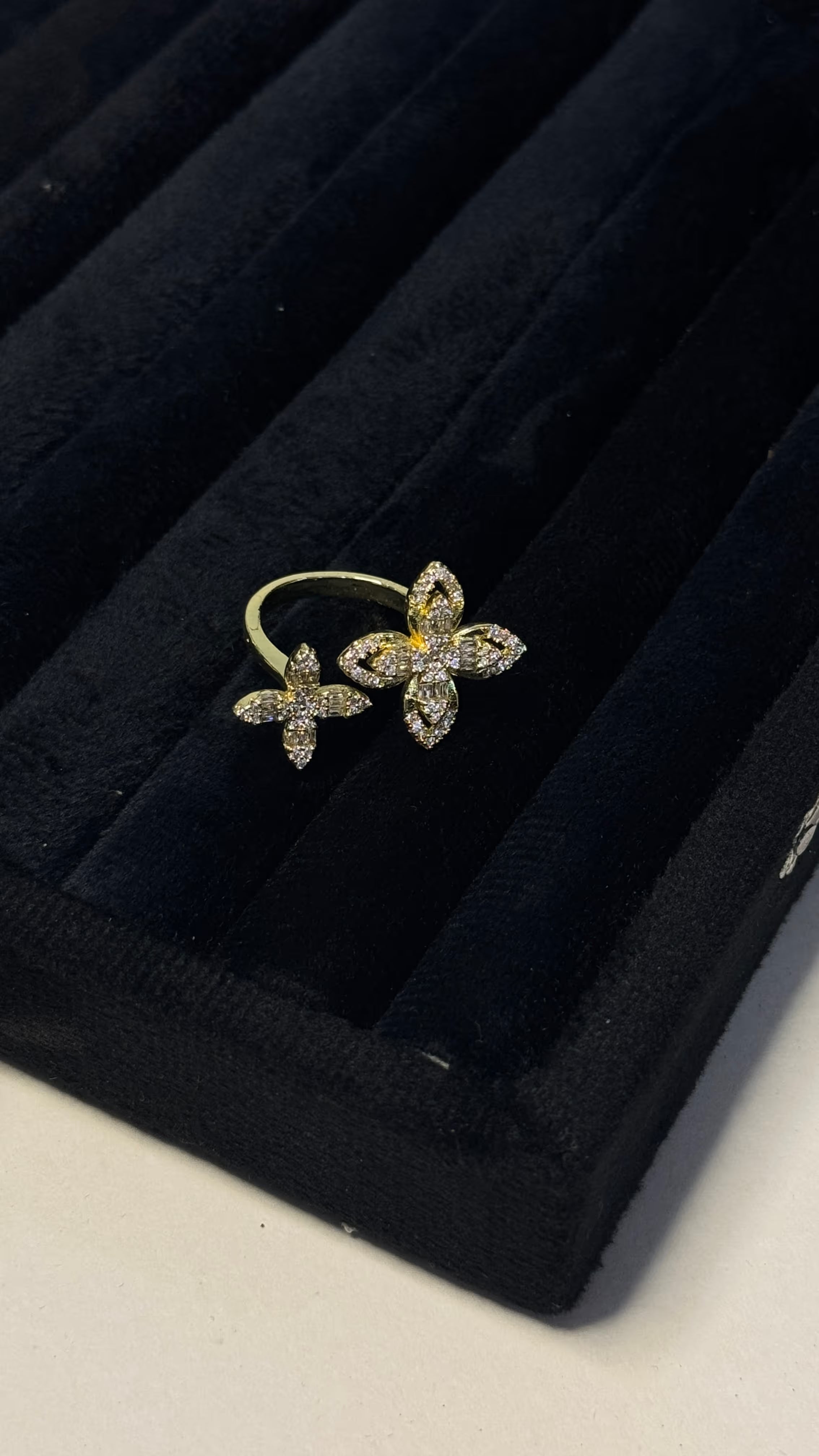 Gold Butterfly Pavé Statement Ring - View 6 - Shop Aizel