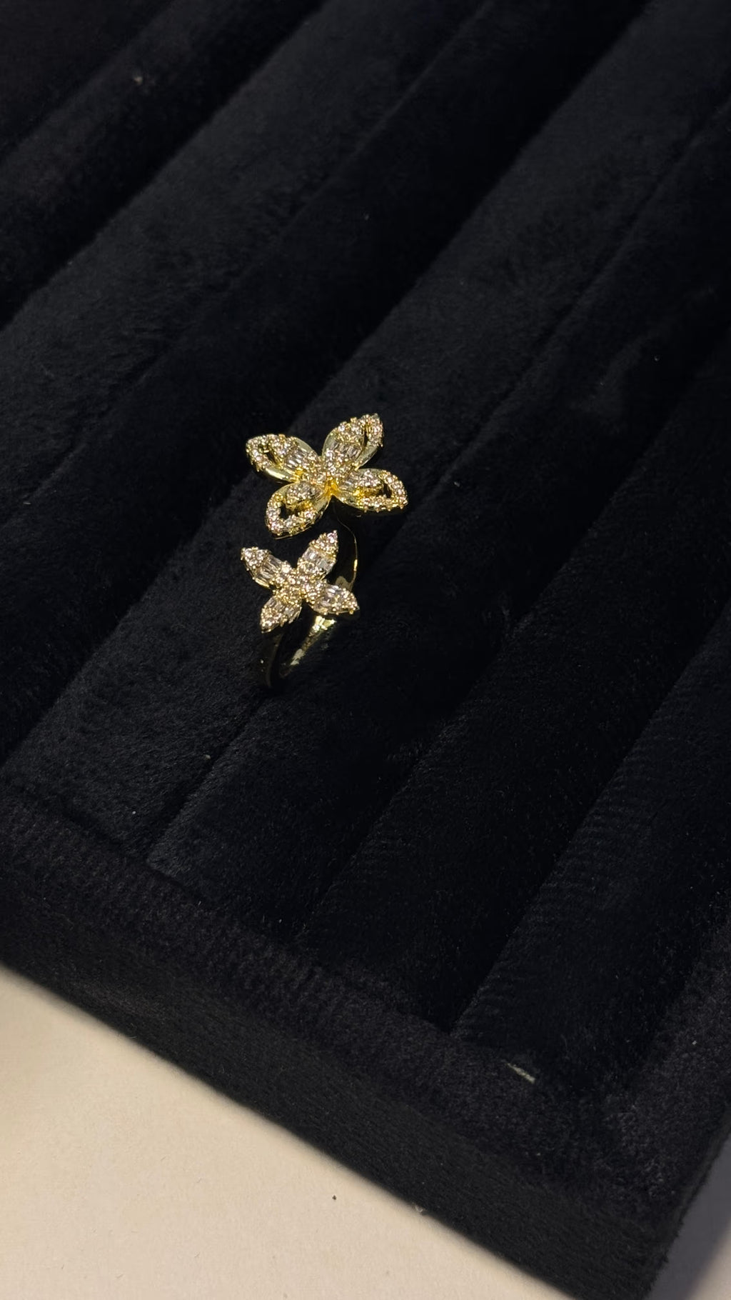 Gold Butterfly Pavé Statement Ring - View 7 - Shop Aizel