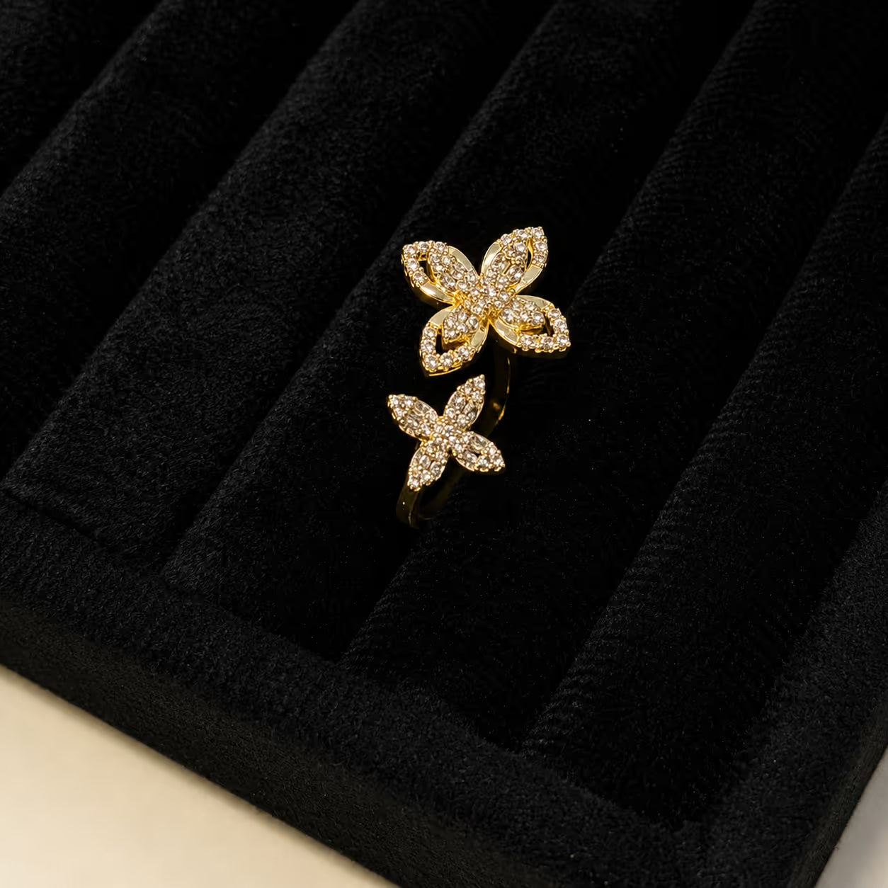 Gold Butterfly Pavé Statement Ring - View 4 - Shop Aizel