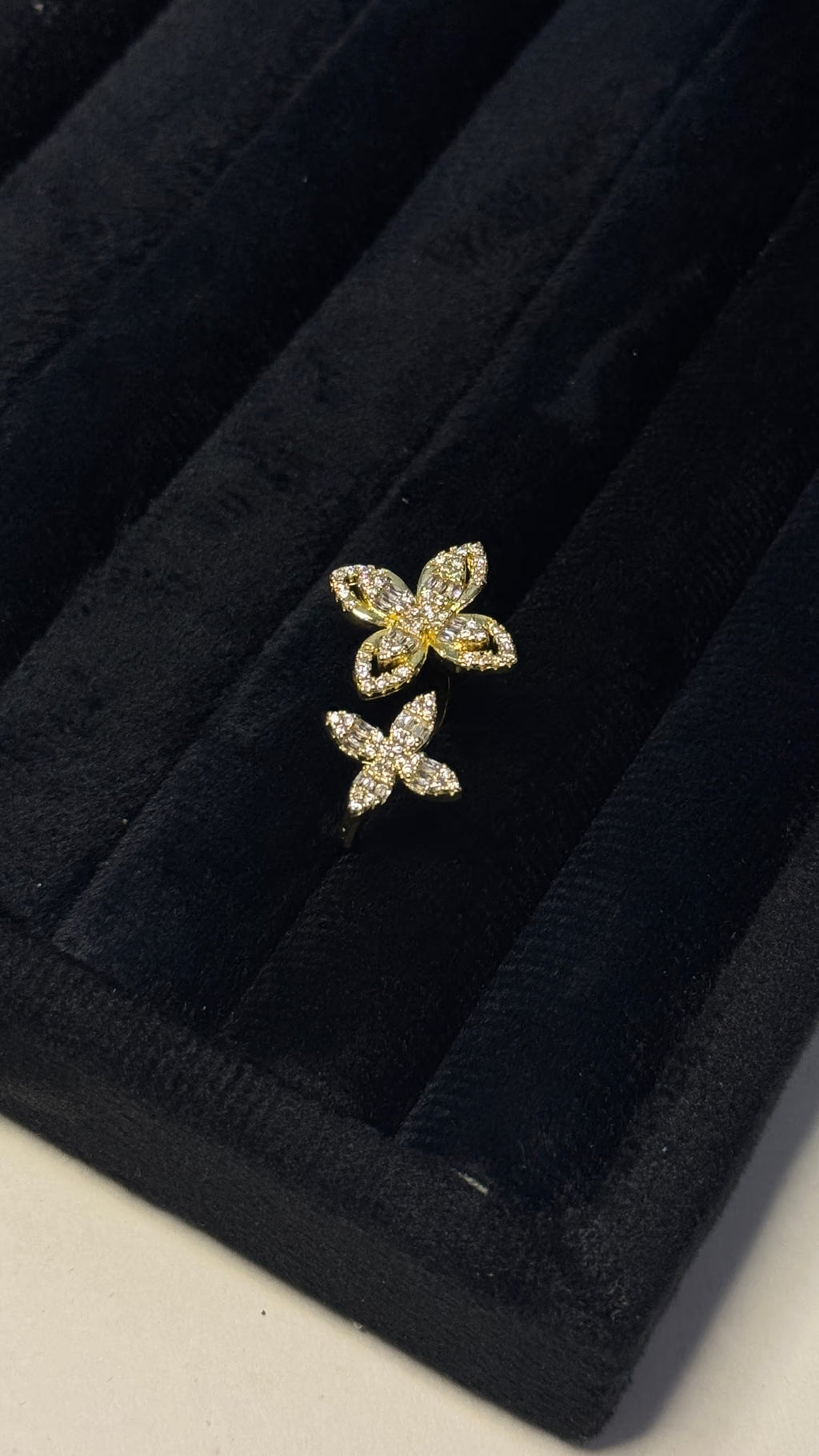 Gold Butterfly Pavé Statement Ring - View 8 - Shop Aizel