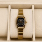 Aimé Quartz Ladies Watch — Gold Cushion Case with Black Dial - Shop Aizel