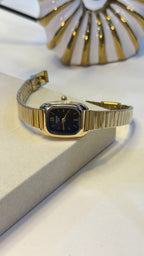 Aimé Quartz Ladies Watch — Gold Cushion Case with Black Dial - Shop Aizel