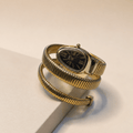 Annie Snake Coil Wrap Watch — Gold Tubogas Bangle with Black Dial - Shop Aizel