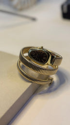 Annie Snake Coil Wrap Watch — Gold Tubogas Bangle with Black Dial - Shop Aizel