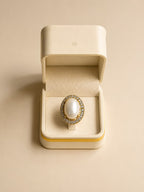 Gold-Tone Halo Ring with Pearl