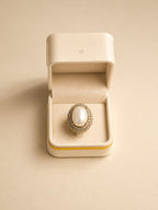 Gold-Tone Halo Ring with Pearl