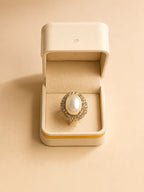 Gold-Tone Halo Ring with Pearl
