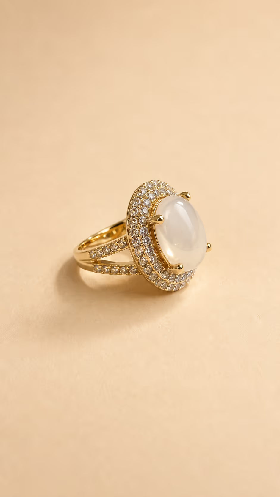 Gold-Tone Halo Ring with Pearl