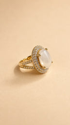 Gold-Tone Halo Ring with Pearl