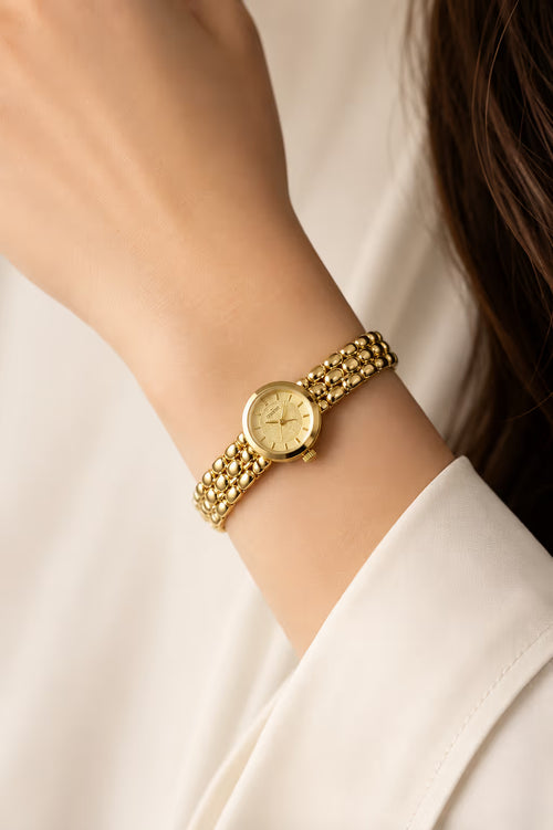 All-Gold Beaded Bracelet Watch