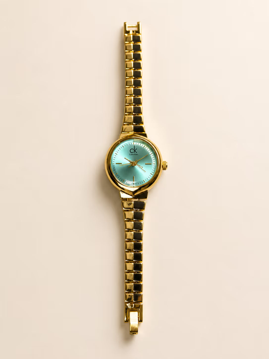 Mint Dial Gold-Tone Bracelet Watch