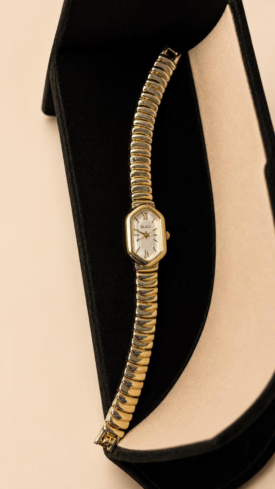 White Dial Gold-Tone Octagon Watch