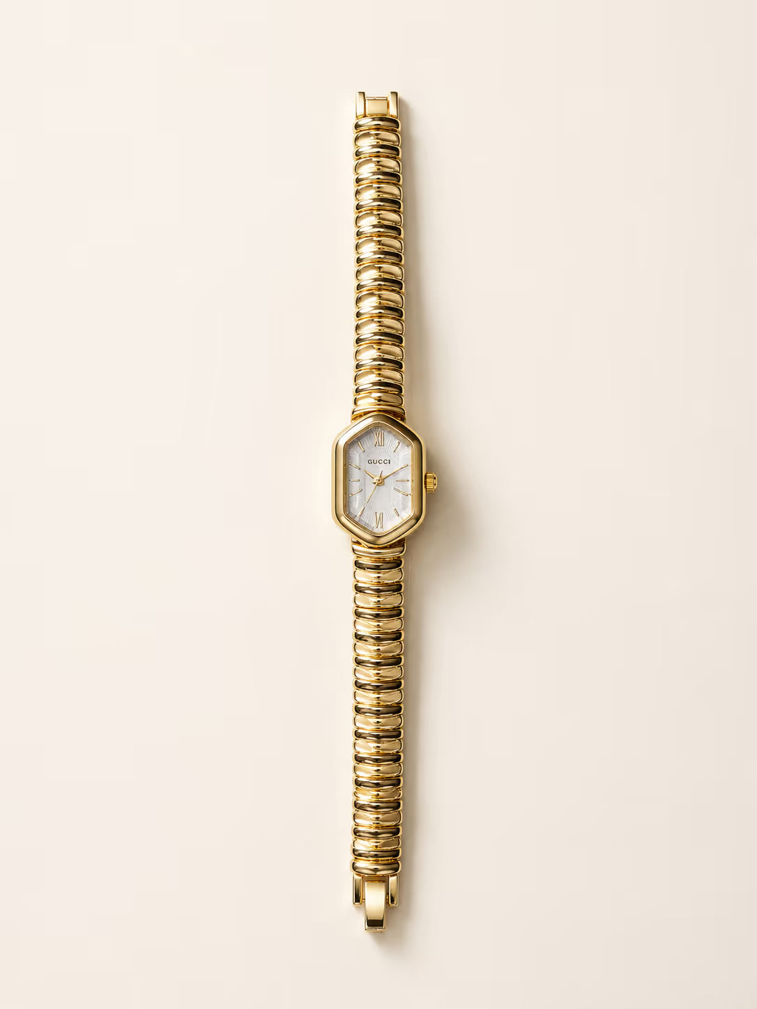 White Dial Gold-Tone Octagon Watch