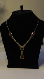 Ruby Red Drop Pendant Necklace & Earring Set - View 6 - Shop Aizel