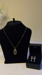 Crystal Hexagon Pendant Necklace & Earring Set - Original 1 - Shop Aizel