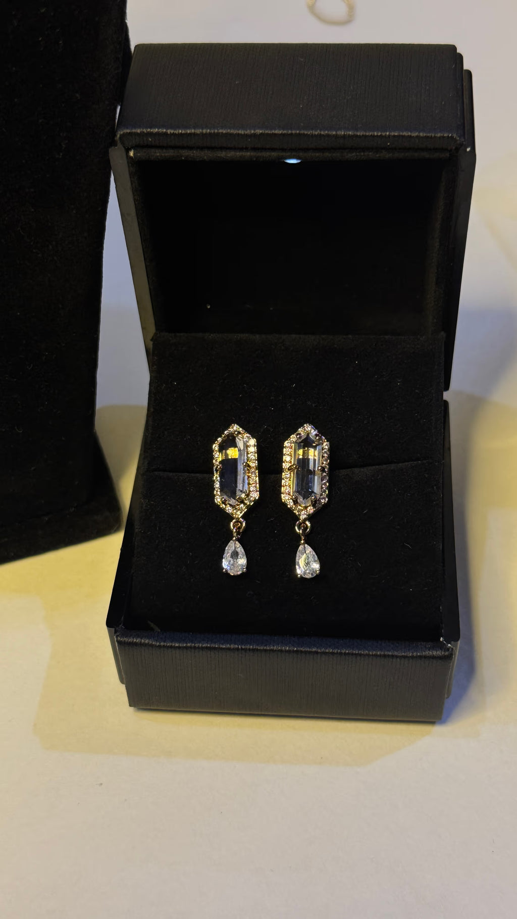 Crystal Hexagon Pendant Necklace & Earring Set - Original 2 - Shop Aizel