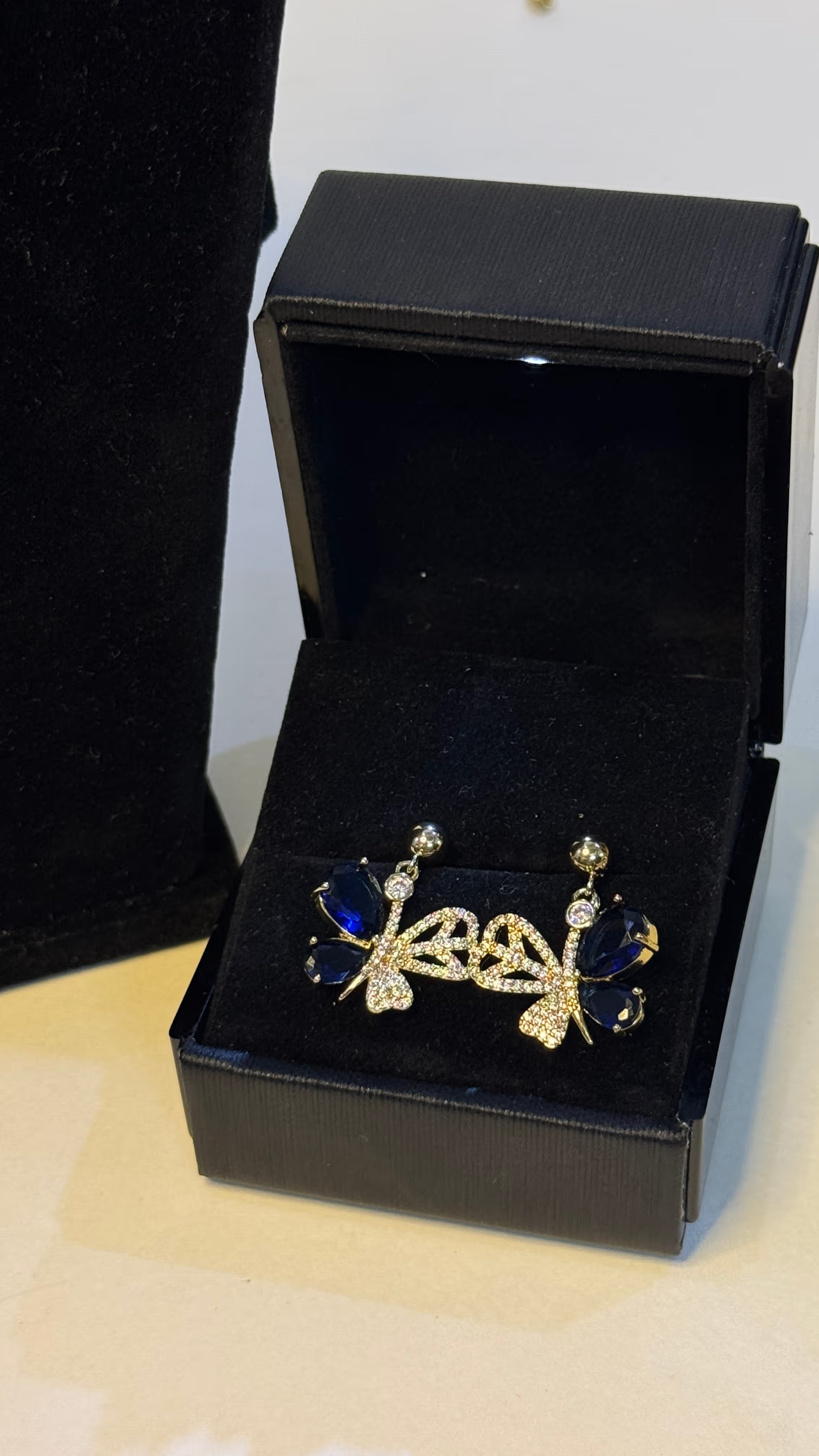 Blue Sapphire Butterfly Drop Earrings - Original 1 - Shop Aizel
