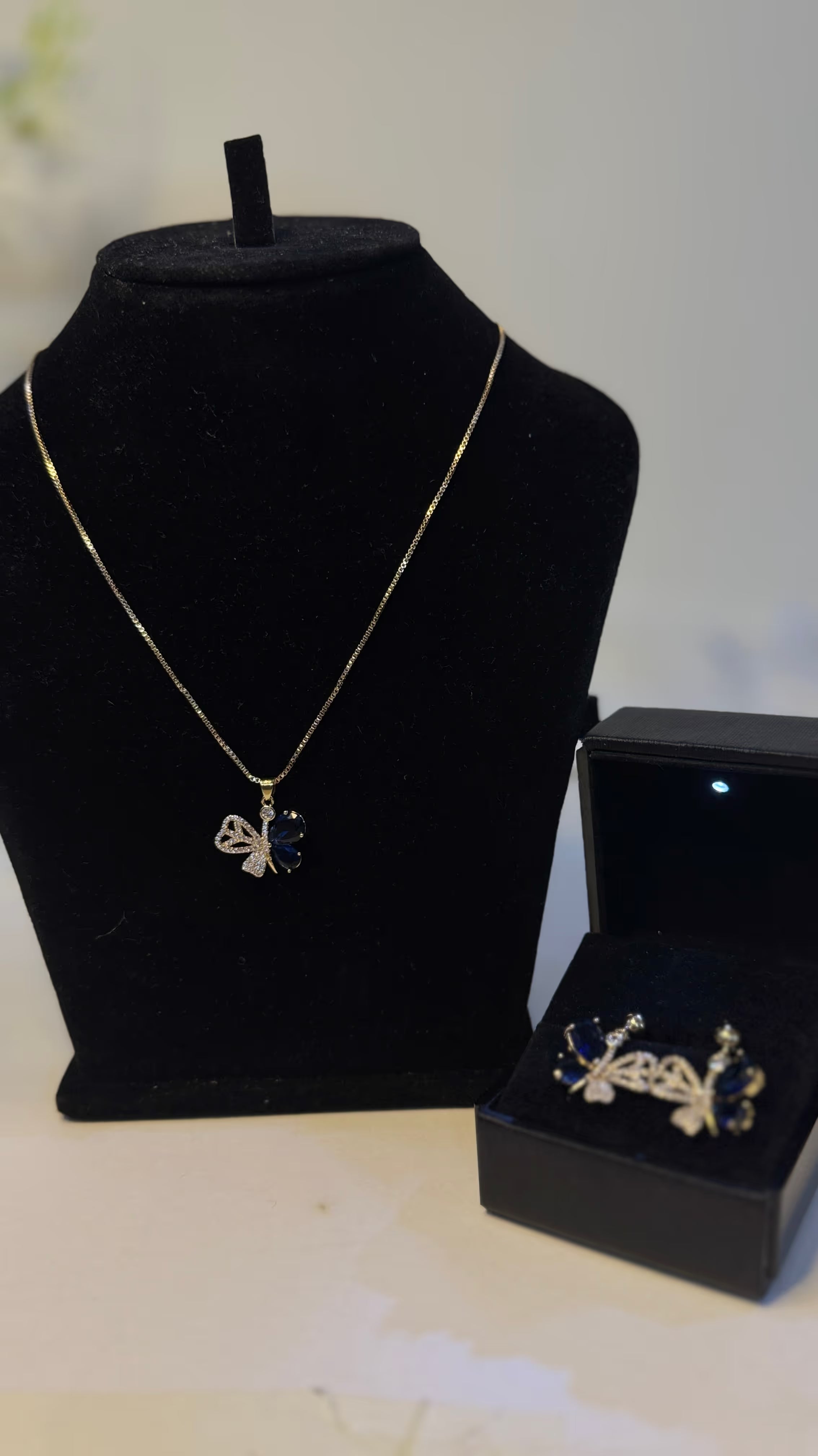 Blue Sapphire Butterfly Drop Earrings - Original 2 - Shop Aizel