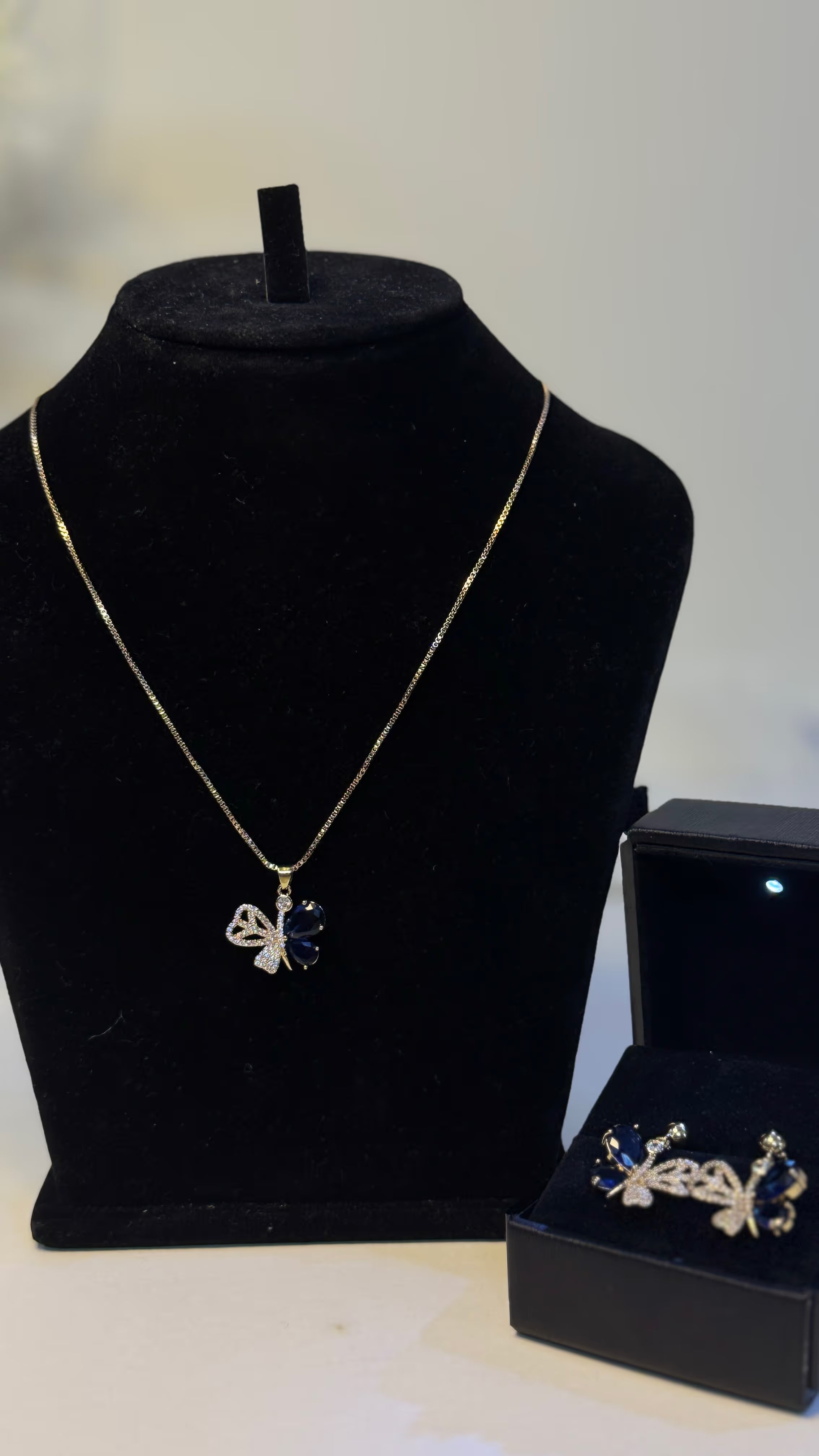Blue Sapphire Butterfly Drop Earrings - Original 3 - Shop Aizel