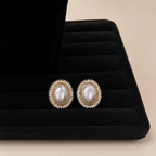 Triple-Strand Pearl Bridal Jewellery Set with Crystal Halo - Shop Aizel