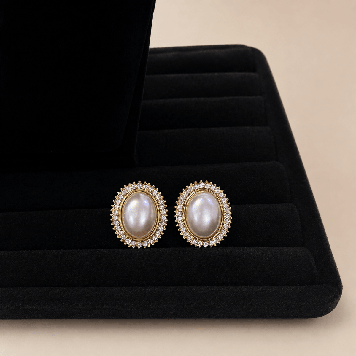Triple-Strand Pearl Bridal Jewellery Set with Crystal Halo - Shop Aizel