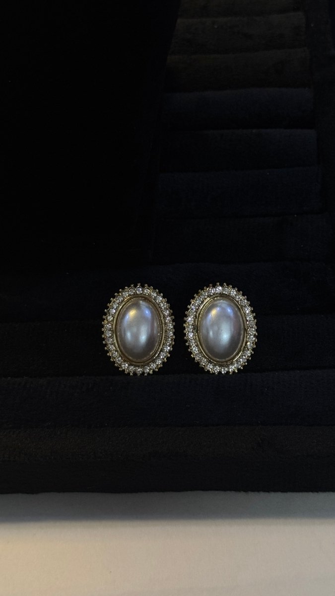 Triple-Strand Pearl Bridal Jewellery Set with Crystal Halo - Shop Aizel